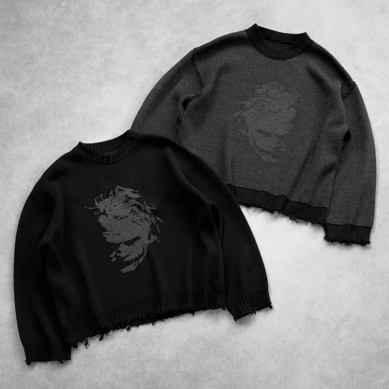 Custom Plus Size Men's Knitted Sweater Man Streetwear Reversible Oversized Sweater Manufacturer Winter Knitwear Men