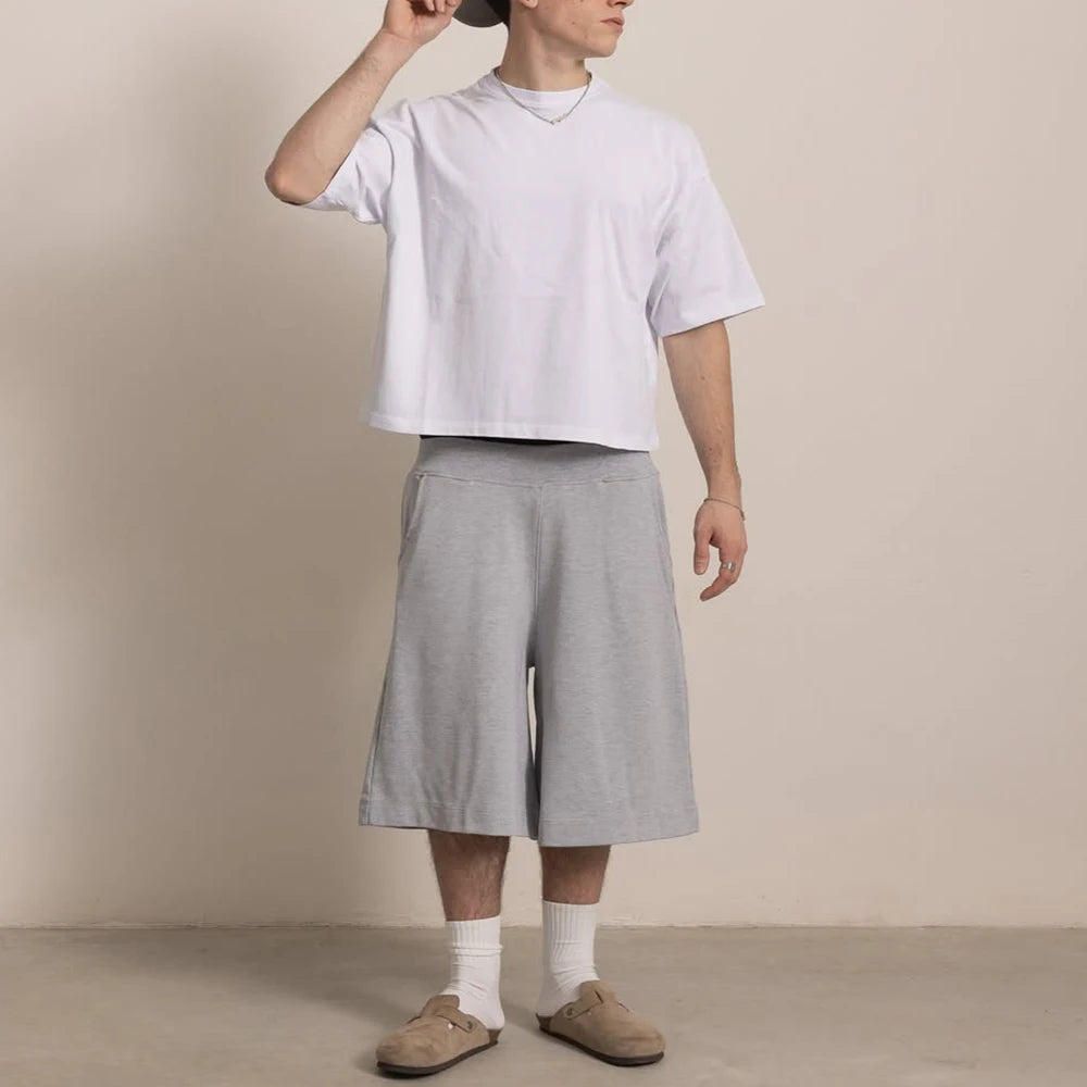 Custom Women Cotton 3/4 Sweatpants Shorts for Men 3/4 Baggy Long Length Sweat Shorts Unisex