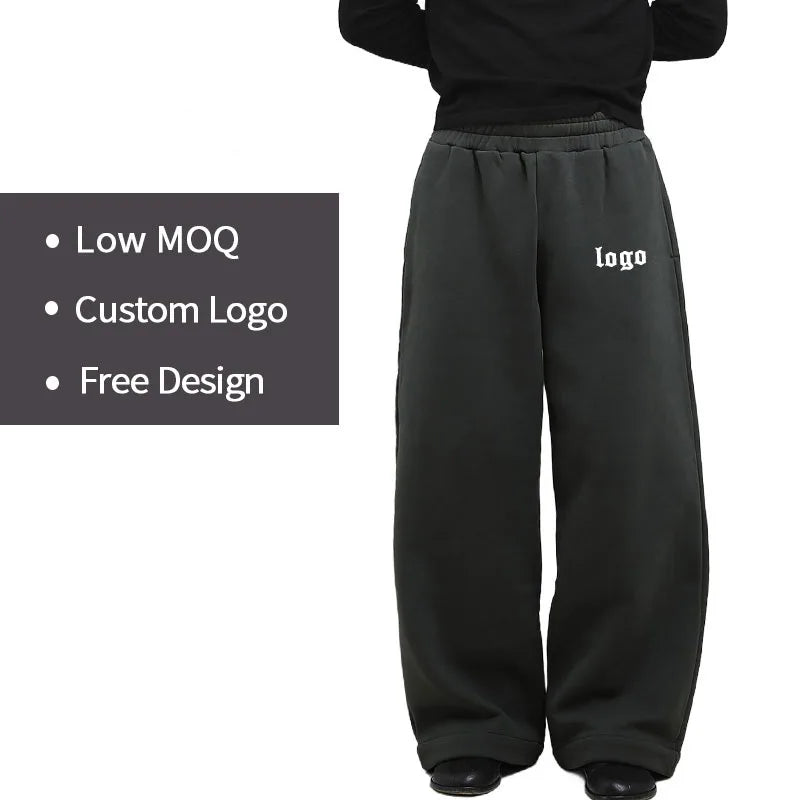 Custom Classic Solid Baggy Straight Leg Wide Leg Vintage Men's Sweatpants 100% Cotton Casual Heavyweight Eco-Friendly Drawstring