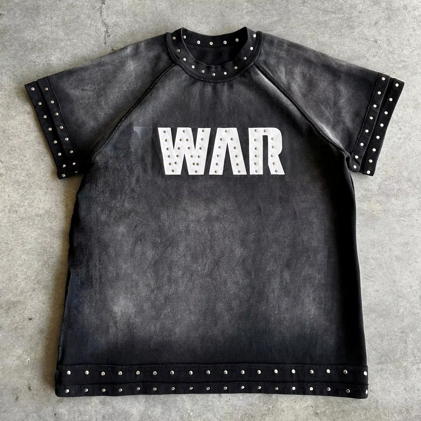 Custom logo Vintage Wash Tee Shirt for Men Summer Casual Cotton Rivet t Shirt