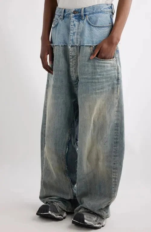 Custom Men's Baggy Jeans Pants for Men Layer Waist Denim Jeans Manufacturer