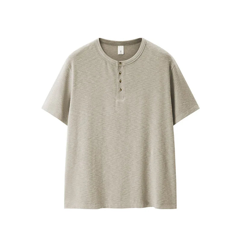 Custom Half Buttoned Down Henley Shirts for Men Summer Casual Cotton Henley t Shirt Unisex