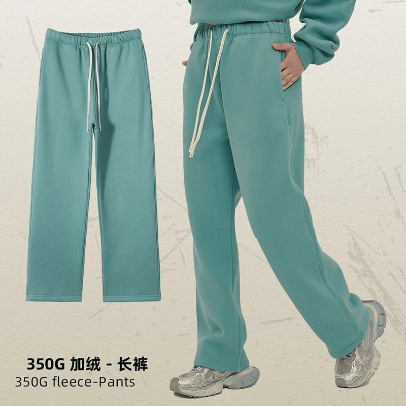 Custom Men's Casual Sweatpants 100% Cotton Mid Waist Straight Leg Open Hem Heavyweight