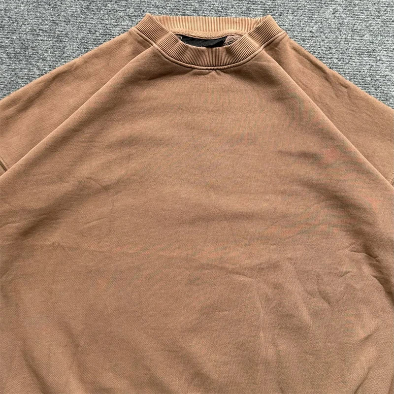Custom Unisex Crew Neck Sweatshirt 100% Cotton Solid Vintage Oversized Autumn Eco-Friendly