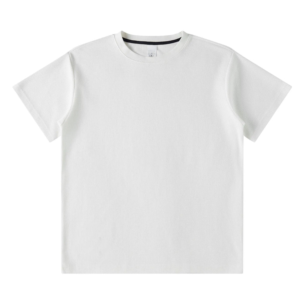 Wholesale 280 Gsm Oversized Tshirt Waffle Cotton Polyester t Shirt for Men Casual Summer Short Sleeve Blank Waffle Tee Shirt