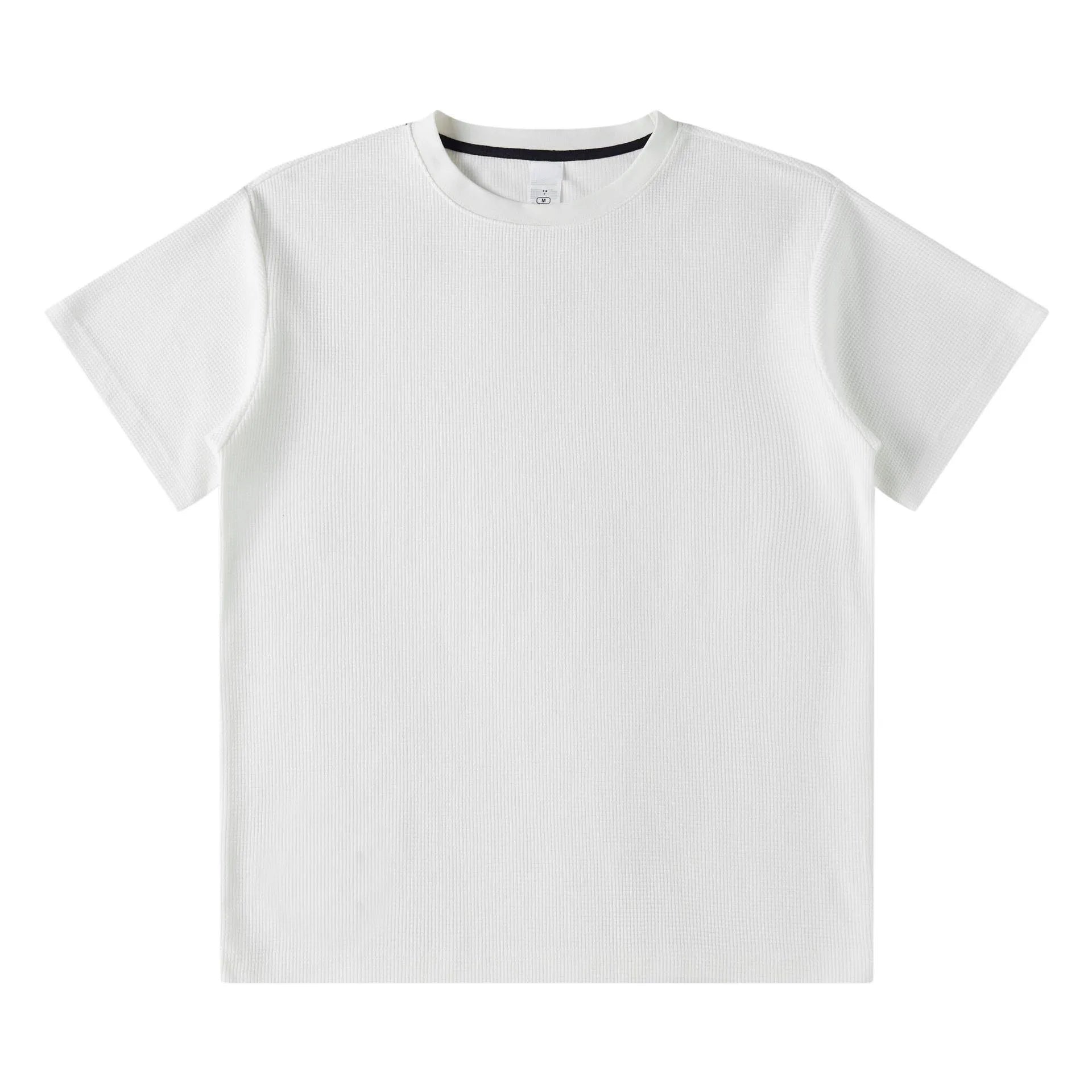 Wholesale 280 Gsm Oversized Tshirt Waffle Cotton Polyester t Shirt for Men Casual Summer Short Sleeve Blank Waffle Tee Shirt