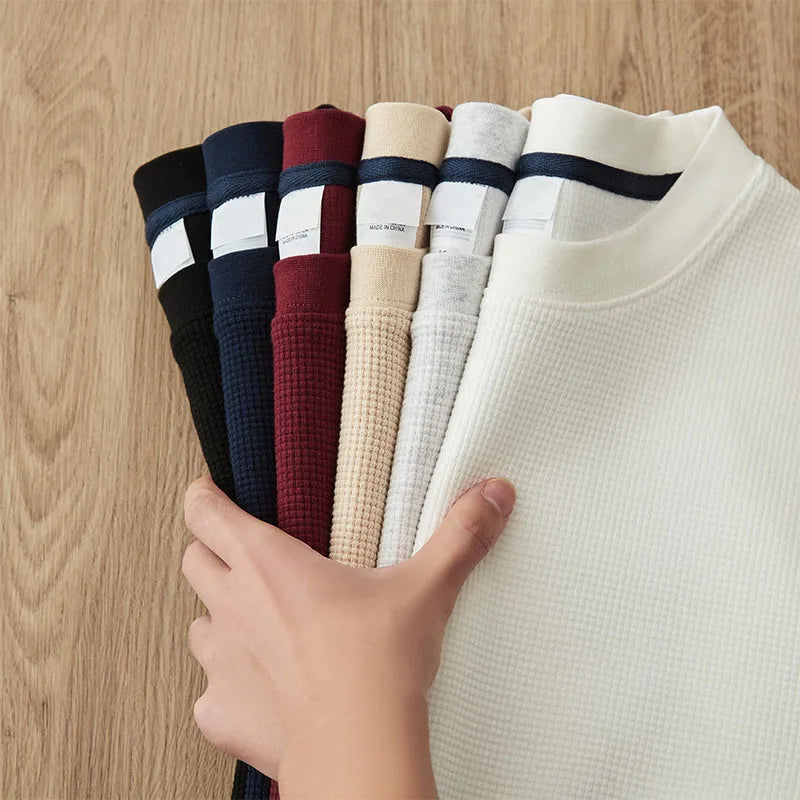 Wholesale 280 Gsm Oversized Tshirt Waffle Cotton Polyester t Shirt for Men Casual Summer Short Sleeve Blank Waffle Tee Shirt