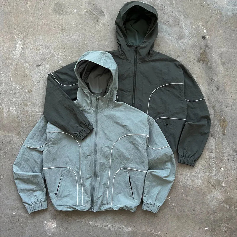 Custom Men's Windbreaker Jacket Zip up Nylon Wind Breakers Men Jacket Lightweight Boxy Jacket