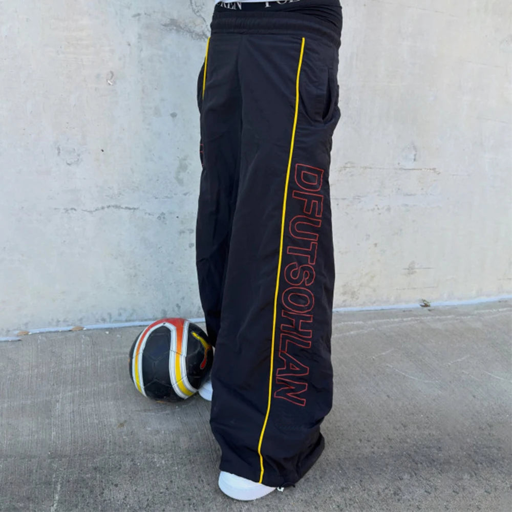 Custom Men's Baggy Stacked Windbreaker Pants Sweatpants for Men Nylon Spandex Track Pants Manufacturer