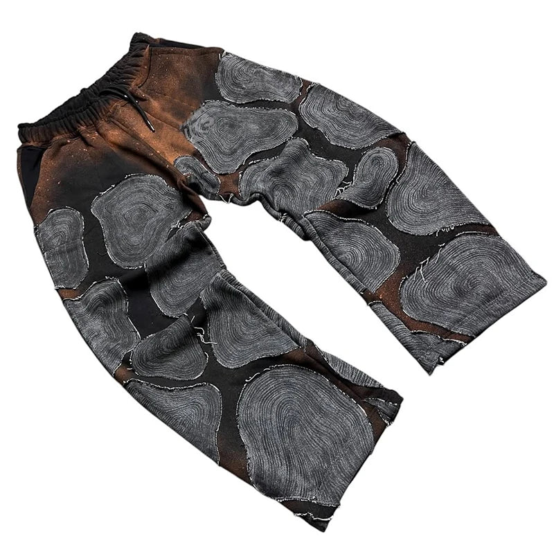 Custom Embroidered Casual Patchwork Streetwear Heavyweight 100% Cotton Mens Luxury Sweatpants with Logo
