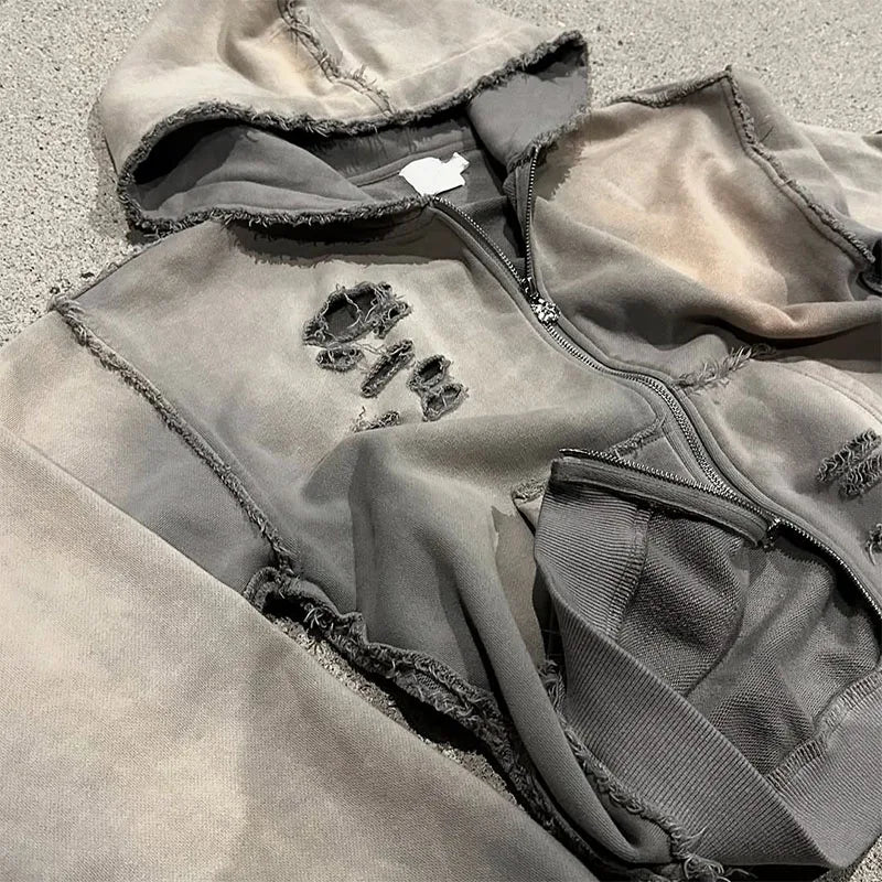 Custom 450 Gsm Hoodie 100% Cotton French Terry Zip up Hoodie Vintage 500 Gsm French Terry Hoodie