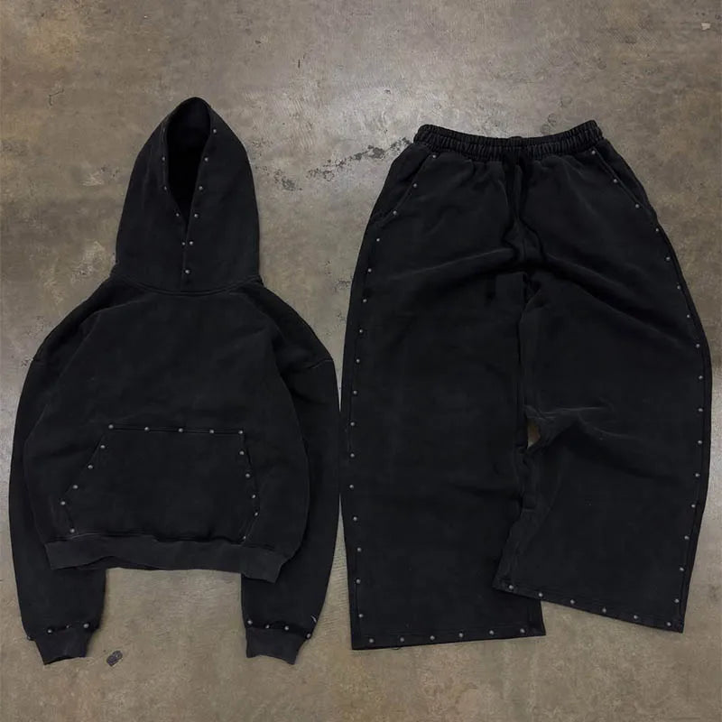 Custom 500 Gsm Sweatsuit Set Men Heavyweight Sweatsuits Baggy Sweatpants and Hoodie Set