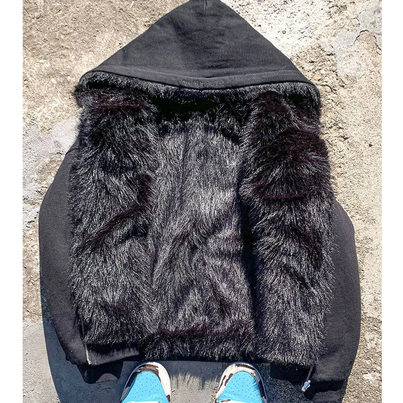 Custom Men Zipup Hoodie Heavy Weight Winter Hoodies for Men Fur Lined Hoodie Manufacturer