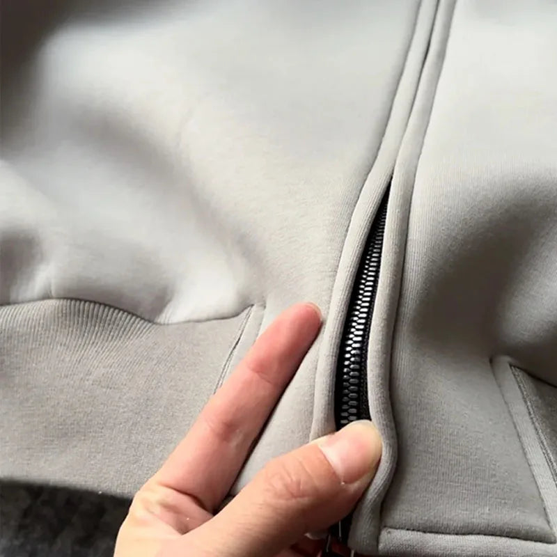 Custom Plus Size Winter Heavyweight Casual Solid Track Suit for Men High Quality Satin Lined Drawstring Hoodie Sweatpants Set
