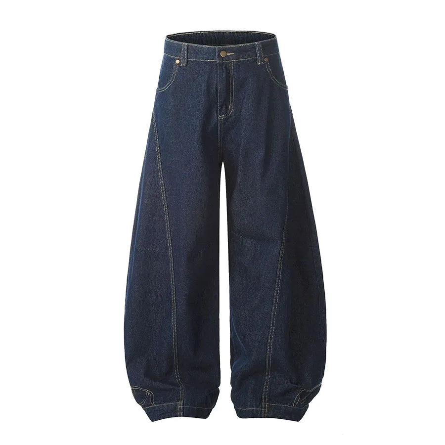 Custom Women's Spring Casual Loose Wide Leg Barrel Jeans Knitted Selvedge Denim with Zippers Low Waist 100% Cotton Solid Simple