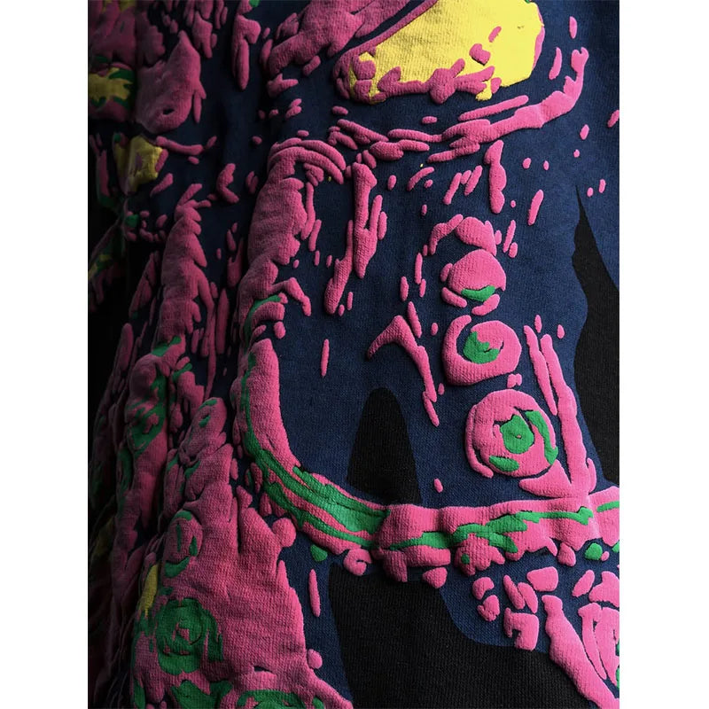 Custom Tee Shirt  200 Gsm Black Screen Print Tshirt for Men 3D Puff Printing t Shirt