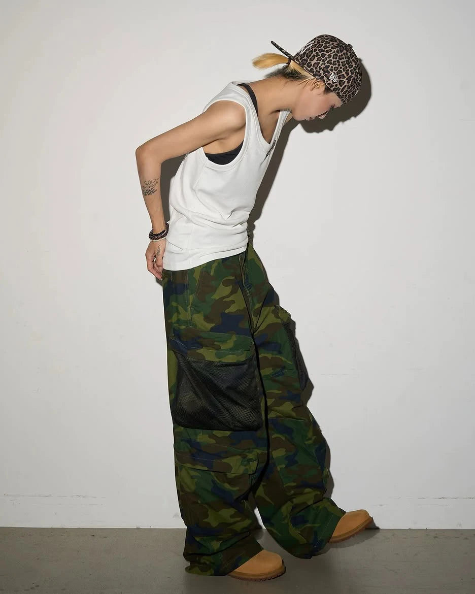 Custom Baggy Layered Double Pockets Cargo Pants Camouflage Trouser for Men Camo Pants