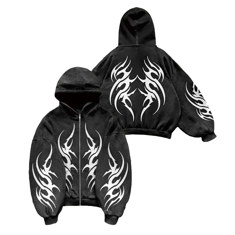 Men's Custom Silk Screen Digital Print Zip Drop Shoulder Hoodie Cotton French Terry Streetwear Winter Clothing Printed