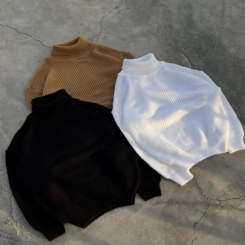 Custom Plain Knitted Sweater Unisex Turtleneck Sweater Men Winter Sweater for Men