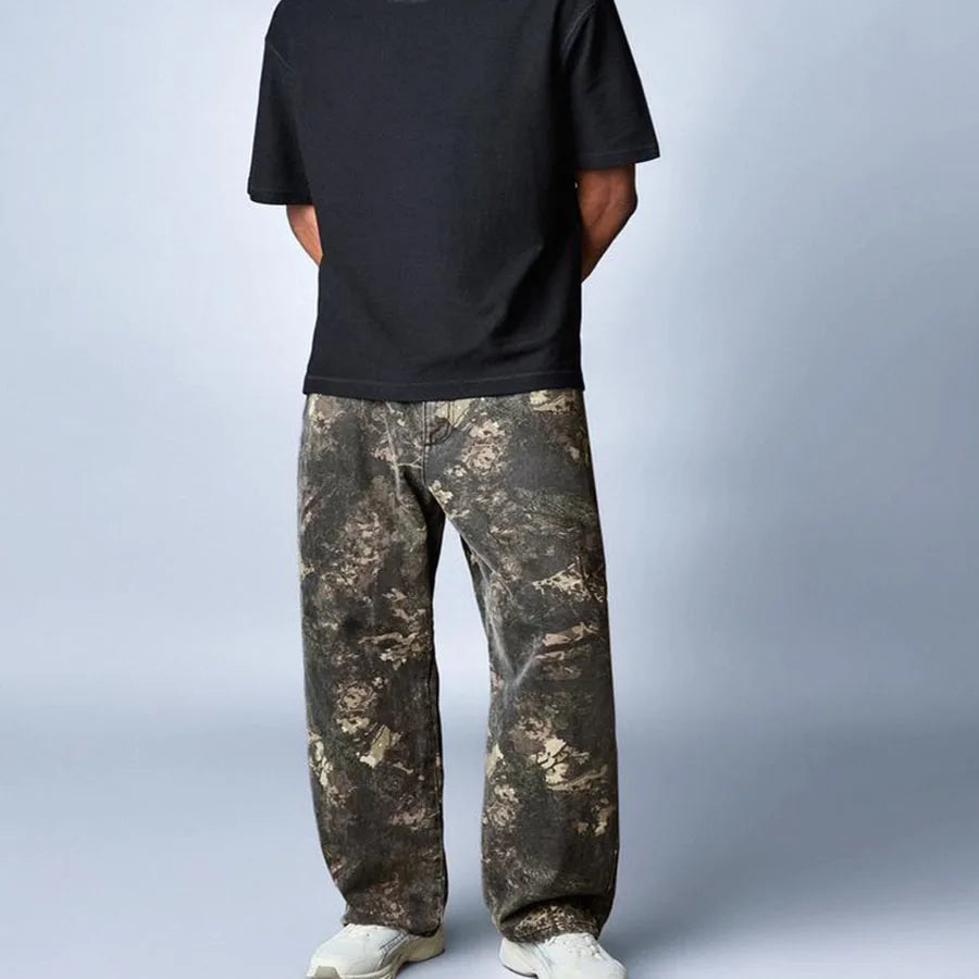 Custom Mens Camo Denim Pants for Men Camo Streetwear Trouser Printed Denim Jeans