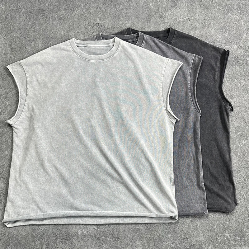 Custom Men's Cotton tank Top Vintage Acid Washed Top Tanks Tanktops for Men