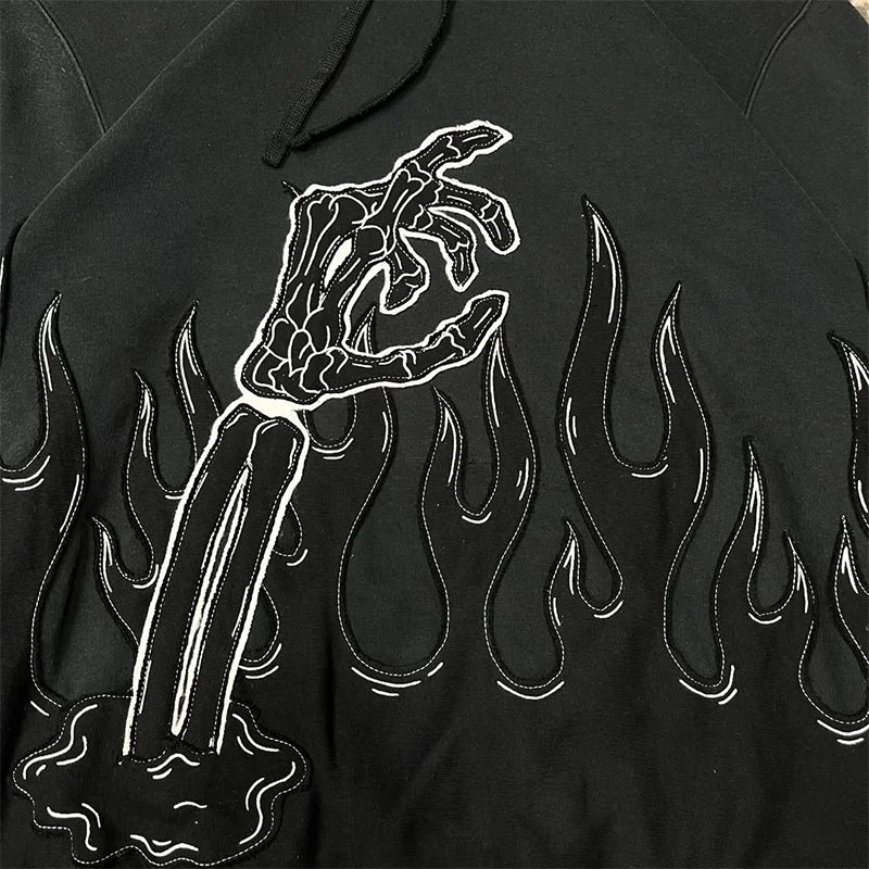 Custom Embroidered Winter Casual Hoodie for Men with Skulls Pattern and Your Own Logo