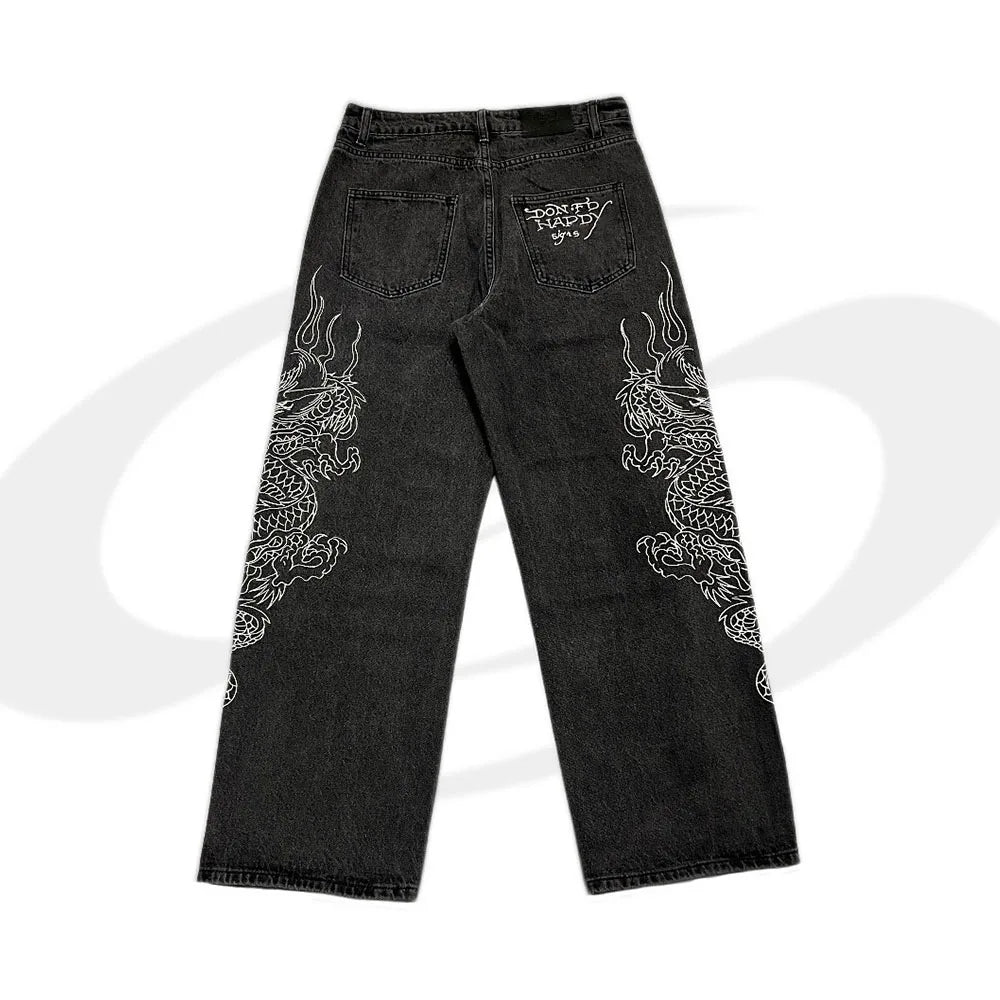 Custom Men's Jeans High Quality Men Baggy Jeans Pants for Men Dragon Embroidery Denim Jeans Manufacturer