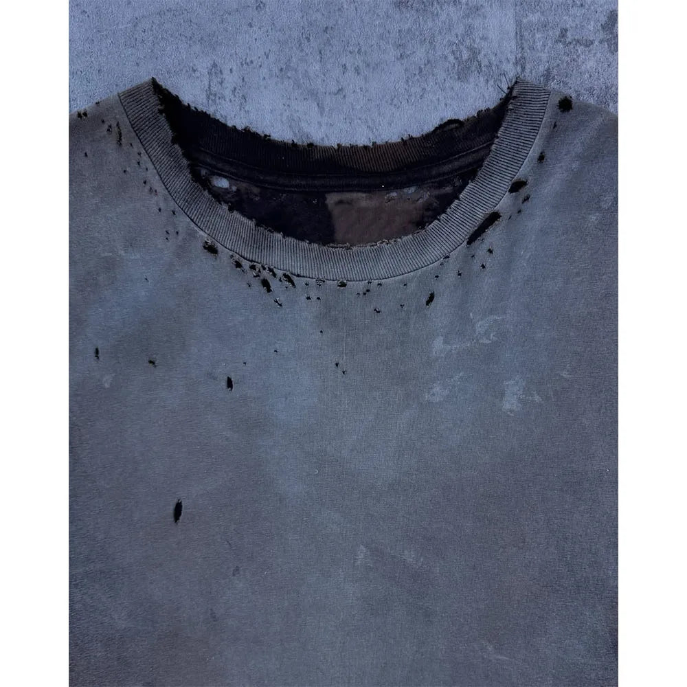 Custom Enzyme Wash T-shirt Men Asid Washed T-shirt Distressed Tee Shirts with logo Customize
