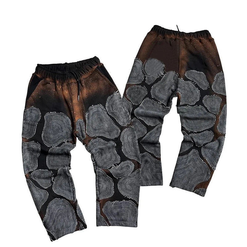 Custom Embroidered Casual Patchwork Streetwear Heavyweight 100% Cotton Mens Luxury Sweatpants with Logo