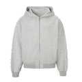 High Quality Zip-Up Pearl Hoodie for Men Autumn 400 Grams 100% Cotton Casual Oversized Custom Beaded Unisex