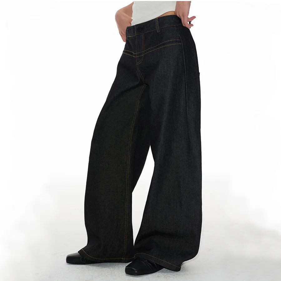 Custom Women's Straight Leg Jeans Beggie Oversized Jeans for Women Barrel Raw Denim Jeans