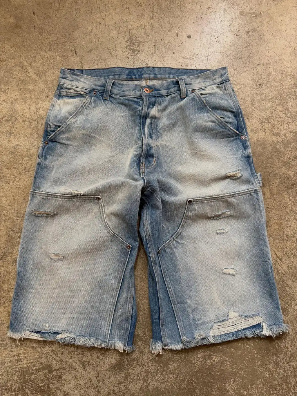 Custom Long Jorts Baggy Denim Shorts for Men Streetwear Distressed Denim Jorts Manufacturers