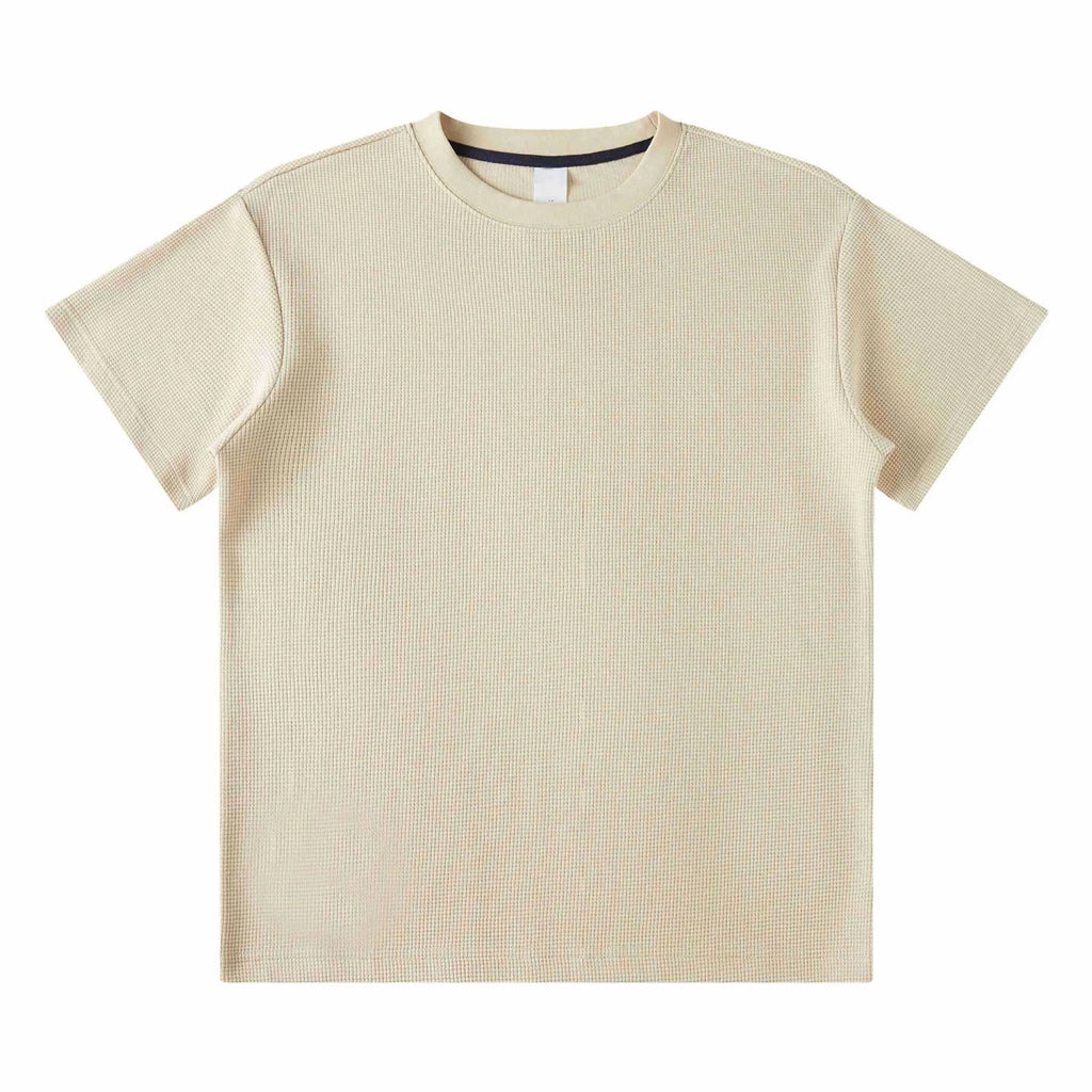 Wholesale 280 Gsm Oversized Tshirt Waffle Cotton Polyester t Shirt for Men Casual Summer Short Sleeve Blank Waffle Tee Shirt