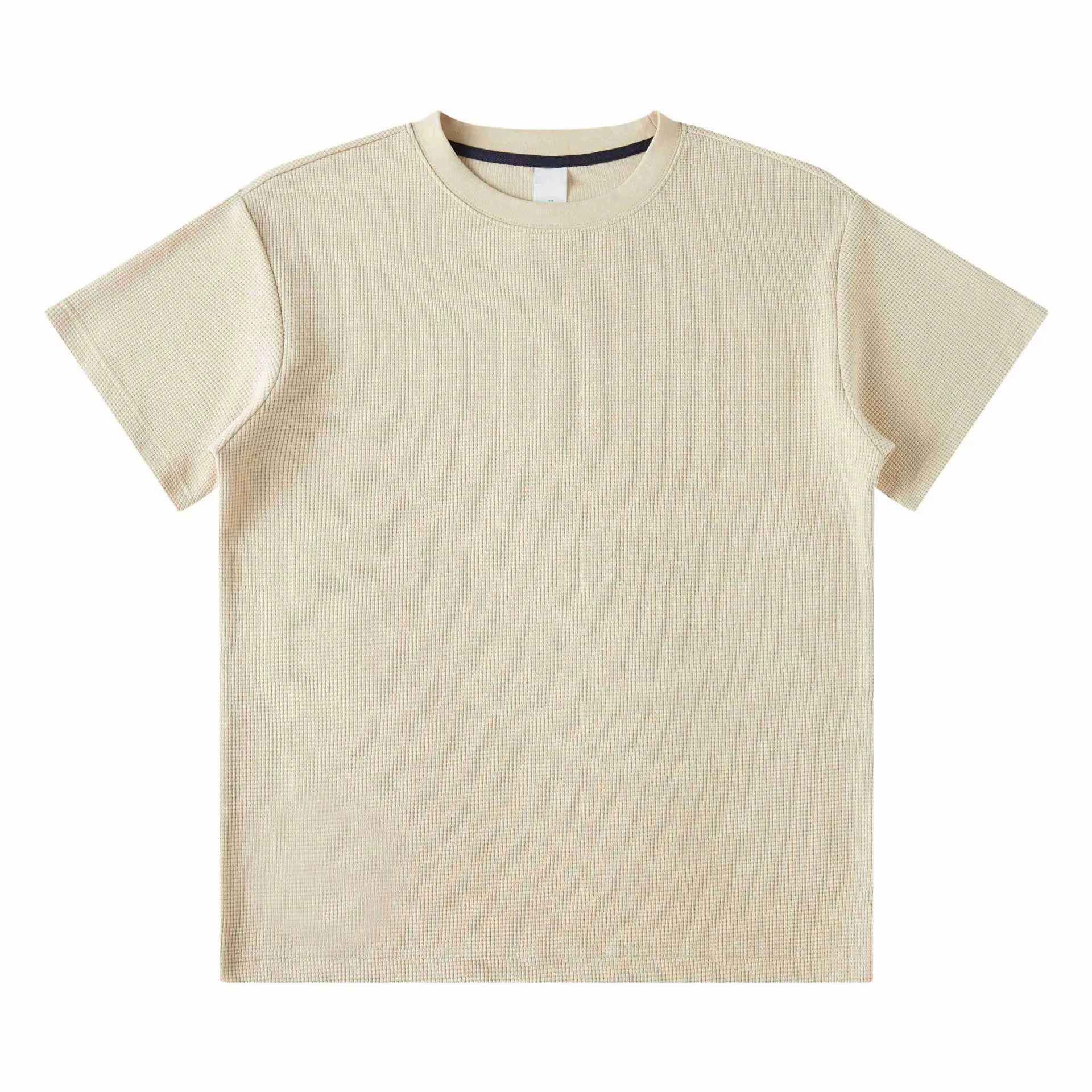 Wholesale 280 Gsm Oversized Tshirt Waffle Cotton Polyester t Shirt for Men Casual Summer Short Sleeve Blank Waffle Tee Shirt