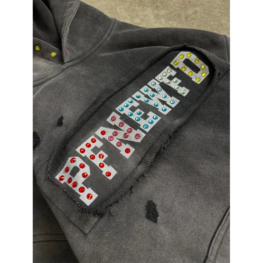 Custom Distressed Embroidered Hoodie for Men Embroidery Patch Designer Hoodies Vintage Boxy Hoodie