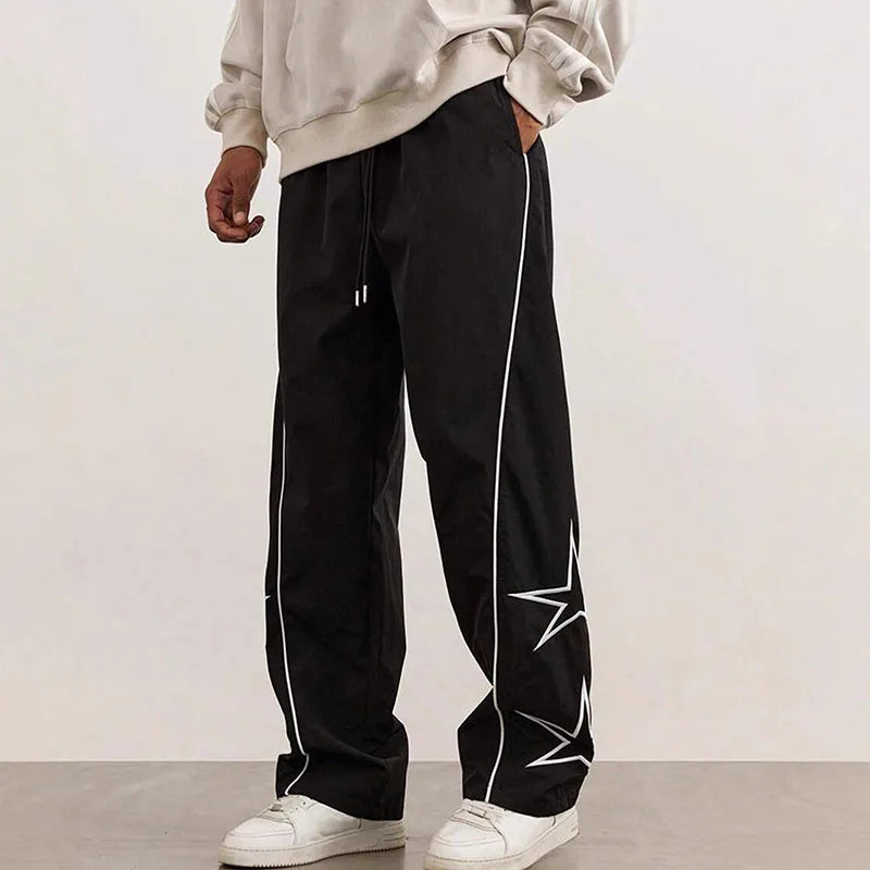Custom Elastic Mid Rise Lightweight Loose Nylon Jogger Pants Men Casual Polyester Track Pants