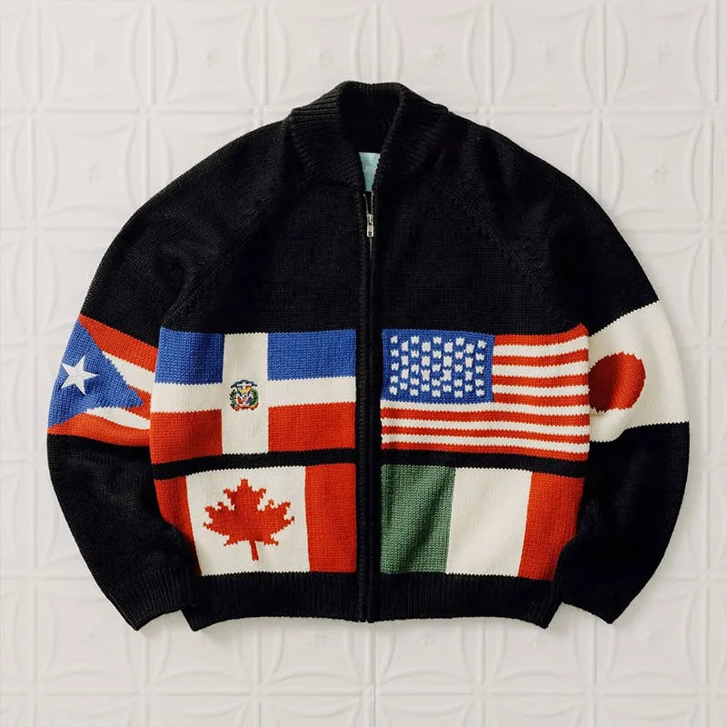 Custom Plus Size Oversized Knitted Cardigan Men Zip up Knitwear Manufacturer