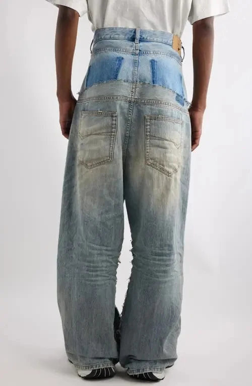 Custom Men's Baggy Jeans Pants for Men Layer Waist Denim Jeans Manufacturer