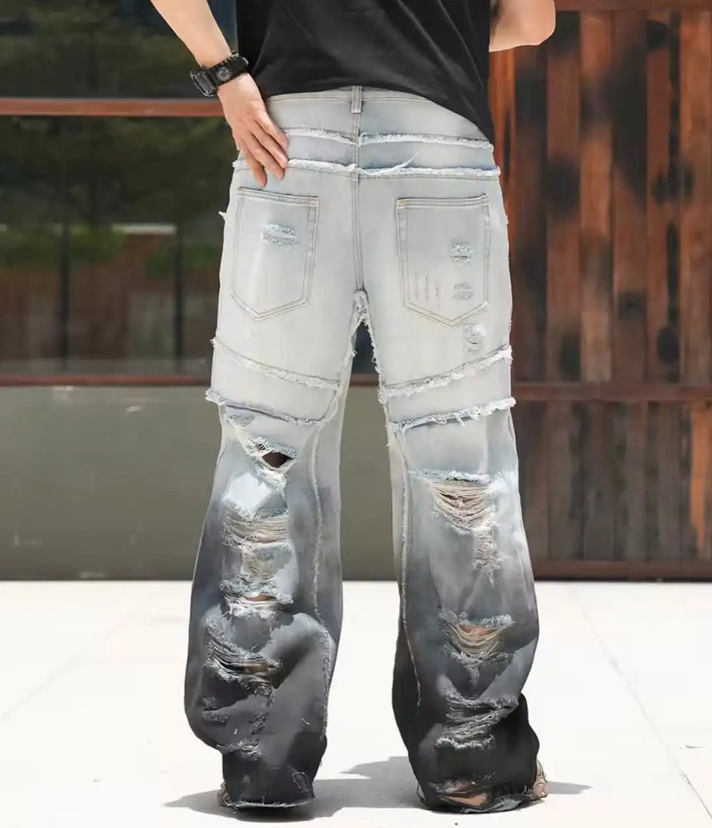 Custom Men Distressed Jeans Streetwear Ripped Denim Jeans for Men