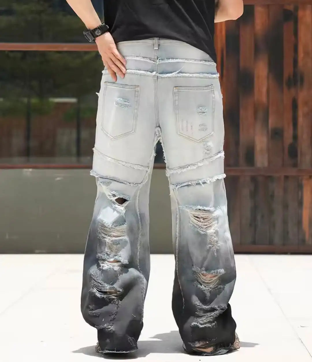Custom Men Distressed Jeans Streetwear Ripped Denim Jeans for Men