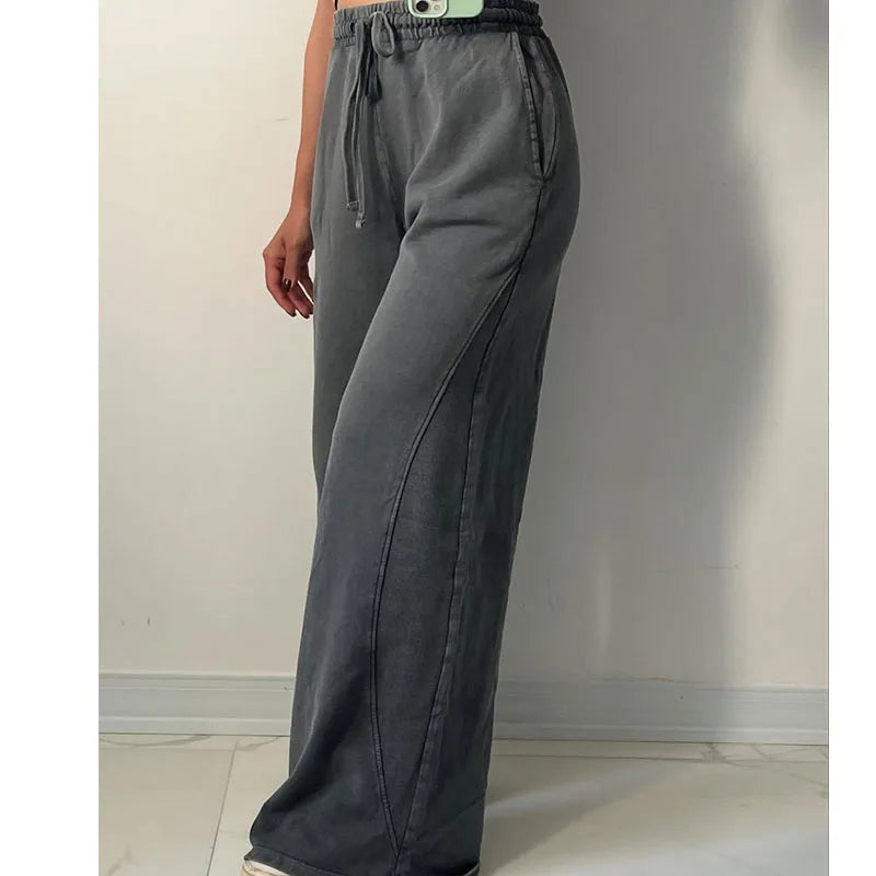 Custom Women's Wide-leg Pants Women s Pants Trouser Baggy Vintage Wash Pants for Women