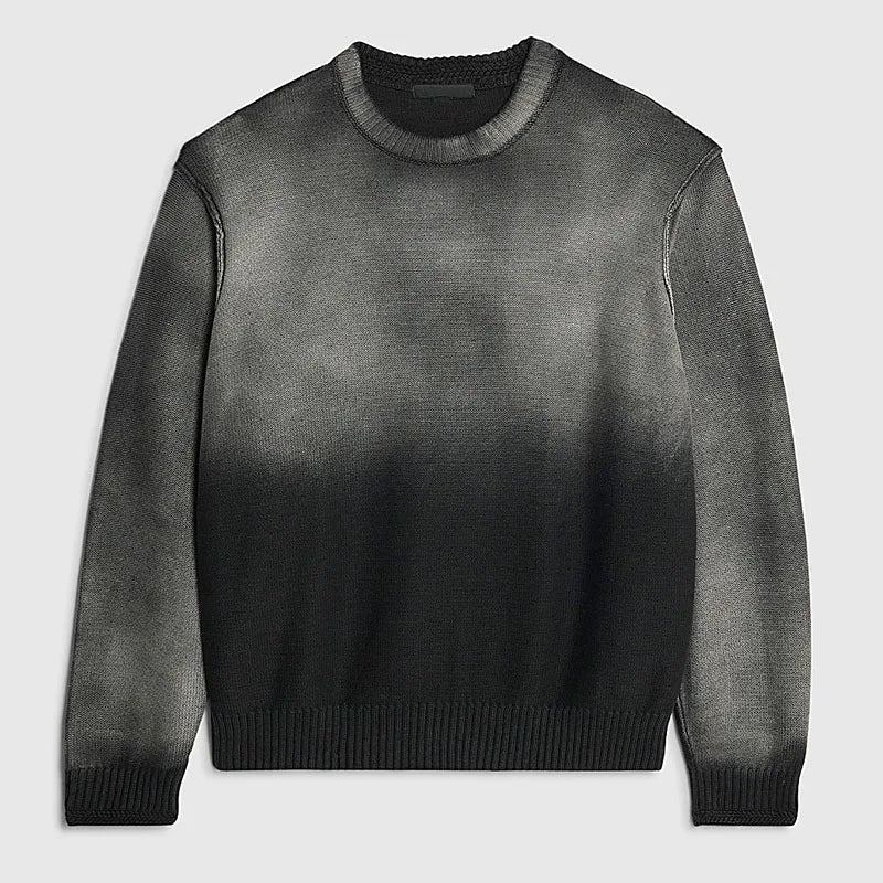 Custom Winter Thick Cashmere Men's Knitted Pullover Sweater Vintage Wash Knit Sweater