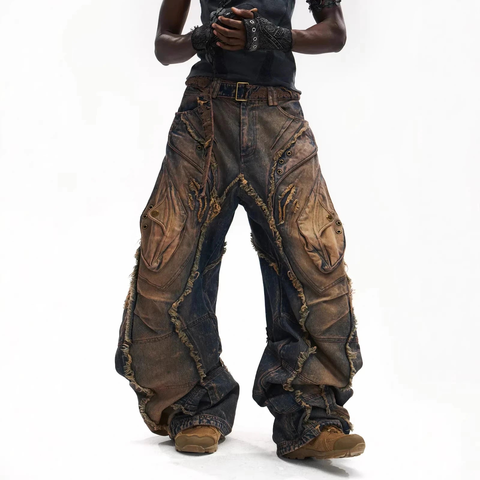 Wholesale  Men's Heavy Duty Denim Jeans Light Wash Heavyweight Streetwear Baggy Denim Jeans Pants