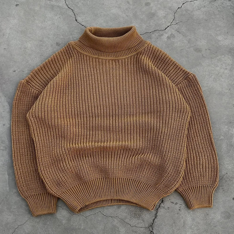 Custom Plain Knitted Sweater Unisex Turtleneck Sweater Men Winter Sweater for Men