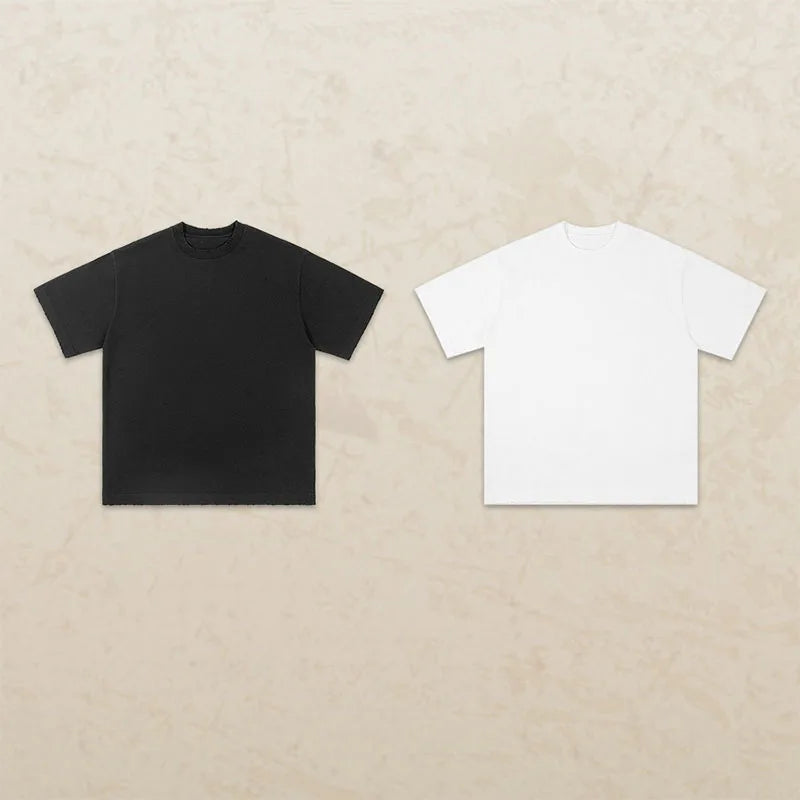 High Quality Tshirt Plain White T-shirt for Men 400g Heavyweight Plain Round Neck t Shirt 100 Cotton Wholesale