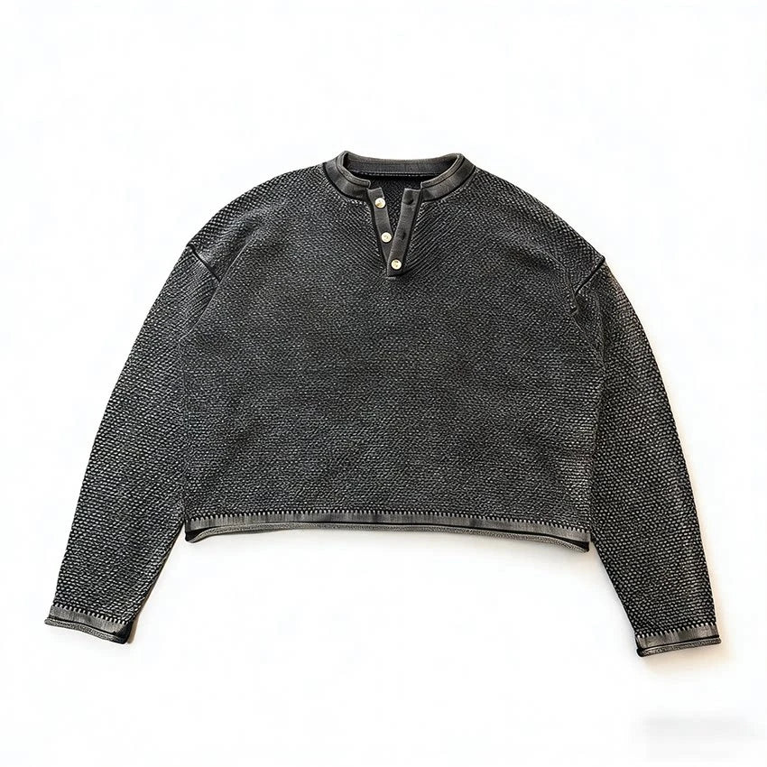 Custom Mens Henley Collar Long Sleeve Shirts for Men Boxy Vintage Long Sleeve t Shirt