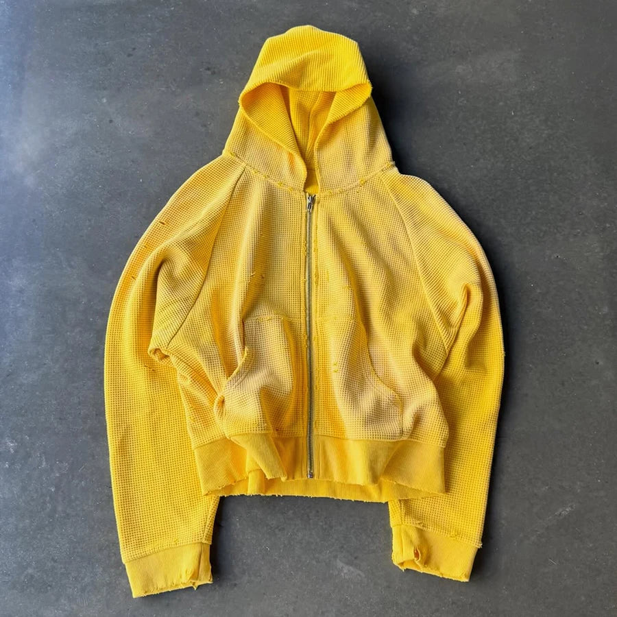Custom Men's Summer Waffle Knit 2 Piece Hoodie and Shorts Set for Men Streetwear Tracksuits Shorts Sets