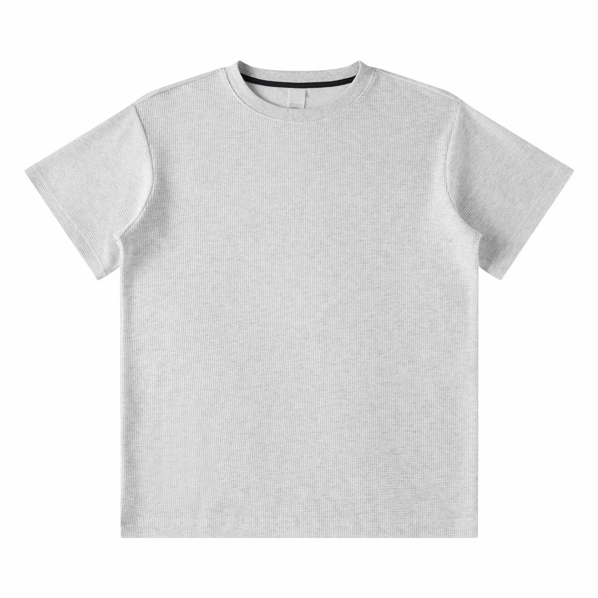 Wholesale 280 Gsm Oversized Tshirt Waffle Cotton Polyester t Shirt for Men Casual Summer Short Sleeve Blank Waffle Tee Shirt
