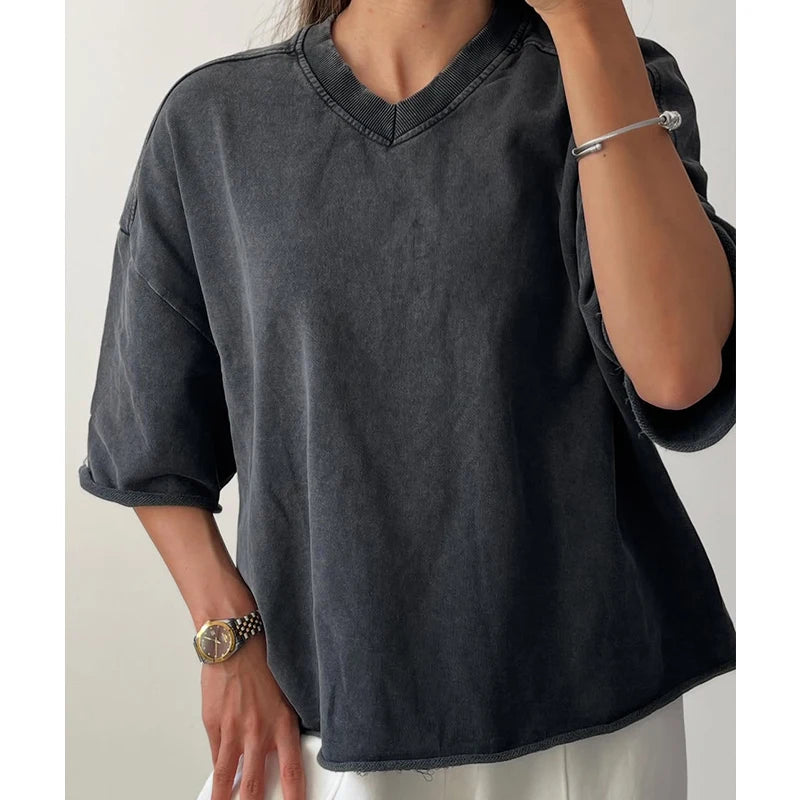 Custom Plain French Terry Cotton Oversized t Shirt Women French Terry T-shirt for Women Ladies