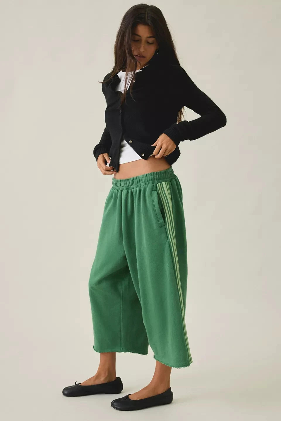 Custom Women's Wide Leg Cropped Jogger Pants for Women Cotton Baggy Sweatpants